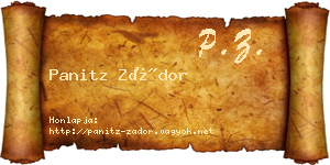 Panitz Zádor névjegykártya